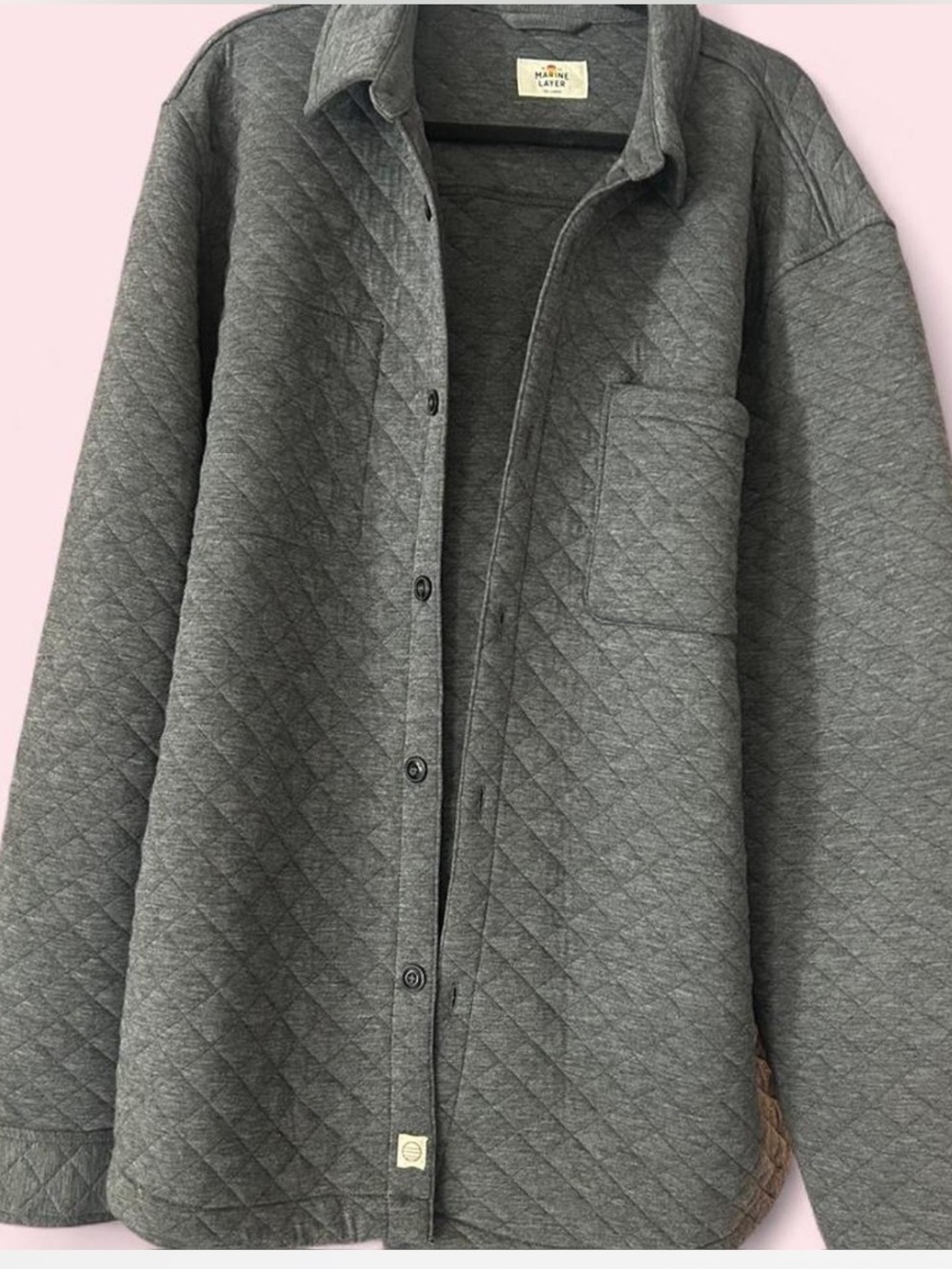 Marine Layer Quilted Shirt Jacket - Charcoal Gray